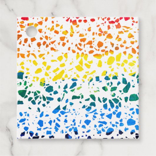 抽象芸術テラゾモザイクカラフルレインボーパターン フェイバータグ (正面)