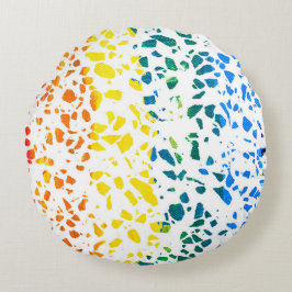 抽象芸術テラゾモザイクカラフルレインボーパターン ラウンドクッション