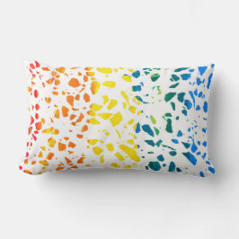 抽象芸術テラゾモザイクカラフルレインボーパターン ランバークッション