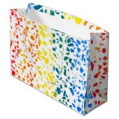 抽象芸術テラゾモザイクカラフルレインボーパターン ラージペーパーバッグ (裏面アングル)