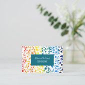 抽象芸術テラゾモザイクカラフルレインボーパターン 名刺 (スタンド正面)