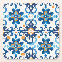 🟦抽象芸術テラゾモザイクコースター – Rust Brown & Rust