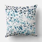 抽象芸術テラゾモザイクネイビー&ライトブルーパターン クッション (裏面)
