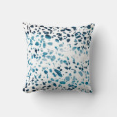 抽象芸術テラゾモザイクネイビー&ライトブルーパターン クッション (正面)