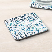 抽象芸術テラゾモザイクネイビー&ライトブルーパターン コースター (左側)