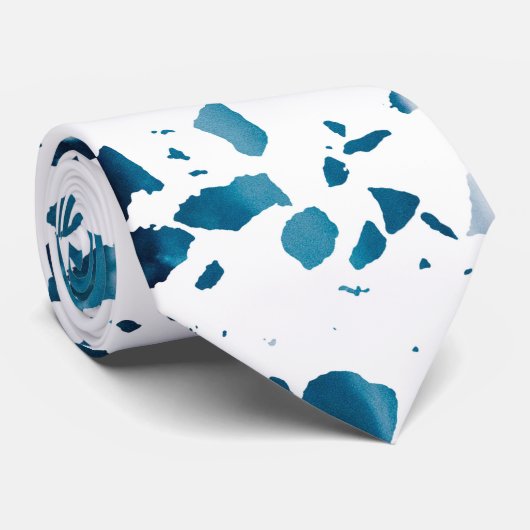 抽象芸術テラゾモザイクネイビー&ライトブルーパターン ネクタイ (ロール)