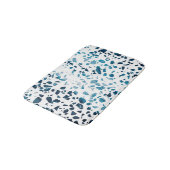 抽象芸術テラゾモザイクネイビー&ライトブルーパターン バスマット (アングル)