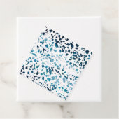 抽象芸術テラゾモザイクネイビー&ライトブルーパターン フェイバータグ (インサイチュ)