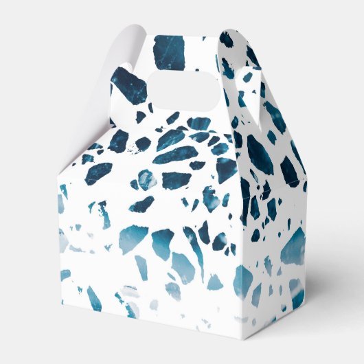 抽象芸術テラゾモザイクネイビー&ライトブルーパターン フェイバーボックス (正面サイド)