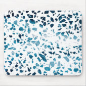 抽象芸術テラゾモザイクネイビー&ライトブルーパターン マウスパッド (正面)
