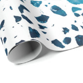 抽象芸術テラゾモザイクネイビー&ライトブルーパターン ラッピングペーパー (ロールコーナー)