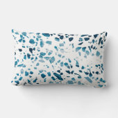 抽象芸術テラゾモザイクネイビー&ライトブルーパターン ランバークッション (裏面)