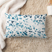 抽象芸術テラゾモザイクネイビー&ライトブルーパターン ランバークッション (ブランケット)