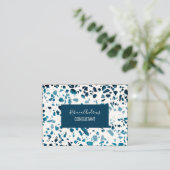 抽象芸術テラゾモザイクネイビー&ライトブルーパターン 名刺 (スタンド正面)