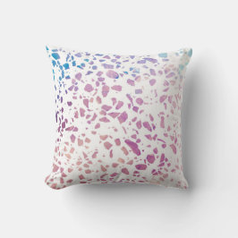 抽象芸術テラゾモザイクピンク&ブルーパターン クッション