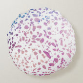 抽象芸術テラゾモザイクピンク&ブルーパターン ラウンドクッション (裏面)
