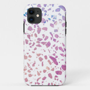 抽象芸術テラゾモザイクピンク&ブルーパターン iPhone 11 ケース