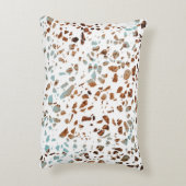 抽象芸術テラゾモザイクラストブラウン&ブルーパターン アクセントクッション (裏面(縦))