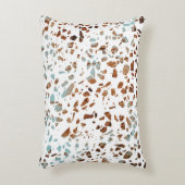 抽象芸術テラゾモザイクラストブラウン&ブルーパターン アクセントクッション (正面(垂直))