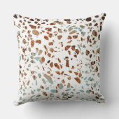 抽象芸術テラゾモザイクラストブラウン&ブルーパターン クッション (裏面)