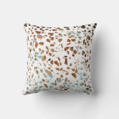 抽象芸術テラゾモザイクラストブラウン&ブルーパターン クッション (裏面)