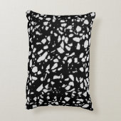 抽象芸術テラゾモザイク白黒パターン アクセントクッション (裏面(縦))