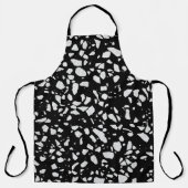 抽象芸術テラゾモザイク白黒パターン エプロン (正面)