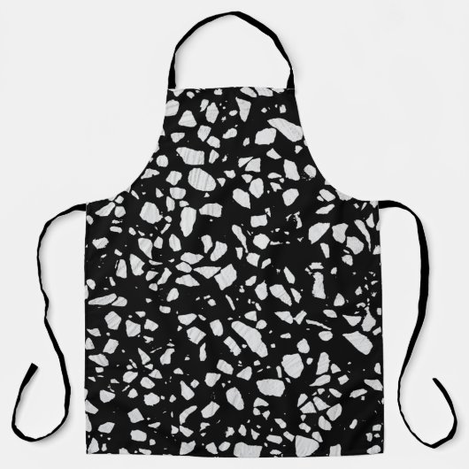 抽象芸術テラゾモザイク白黒パターン エプロン (正面)
