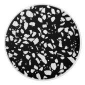 抽象芸術テラゾモザイク白黒パターン セラミックノブ (正面)