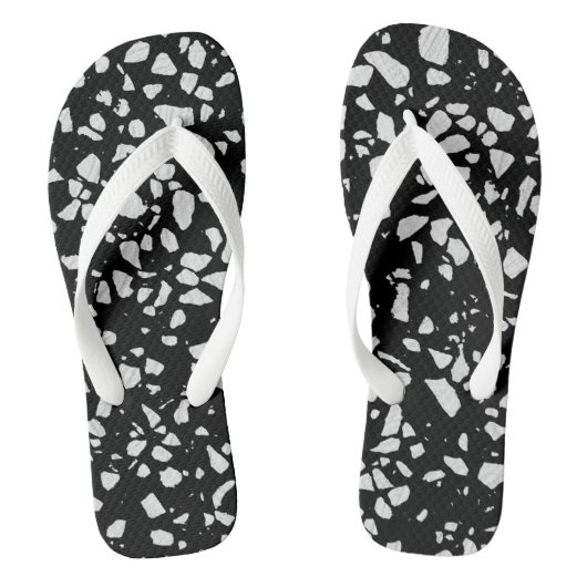 抽象芸術テラゾモザイク白黒パターン ビーチサンダル (フットベッド)