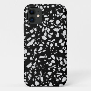 抽象芸術テラゾモザイク白黒パターン iPhone 11 ケース