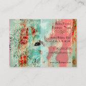 抽象芸術テンプレートのダマスク、ティール(緑がかった色) 名刺 (裏面)
