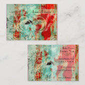 抽象芸術テンプレートのダマスク、ティール(緑がかった色) 名刺 (正面/裏面)