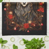 抽象芸術ディアスタグモダン〔雄ジカの〕枝角フラワーリース キッチンタオル (折り畳み)