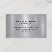 抽象芸術ディスクDJシルバーフェイクブラシ付きスチールメタル 名刺 (裏面)