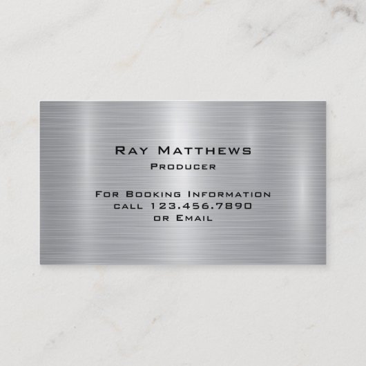 抽象芸術ディスクDJシルバーフェイクブラシ付きスチールメタル 名刺 (裏面)