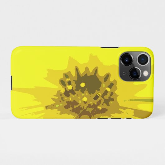 抽象芸術デイジーの鮮カラフルやかな黄色の花 iPhoneケース (裏面横)