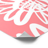 抽象芸術デイジースケッチ、モノクロパターン ポスター (角)