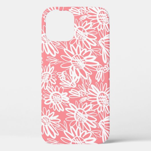 抽象芸術デイジースケッチ、モノクロパターン Case-Mate iPhoneケース (裏面)