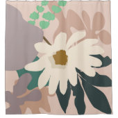 抽象芸術デイジーフローラリーフモダンホームデコール シャワーカーテン (正面)