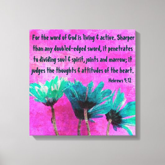 抽象芸術デイジー聖書の聖句へブル4:12 キャンバスプリント (正面)