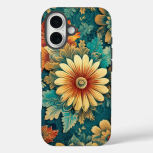 抽象芸術デイジー離れ植物学イラストレーション iPhone 16ケース
