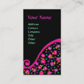 抽象芸術デコモノグラムピンク明るい赤紫色ブラックブルー 名刺 (正面)