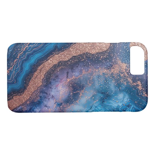 抽象芸術デザインとバラ金ゴールドアクセント Case-Mate iPhoneケース (裏面(横))