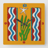 抽象芸術デザートスタークロック顔 スクエア壁時計 (正面)