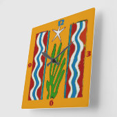 抽象芸術デザートスタークロック顔 スクエア壁時計 (傾斜)