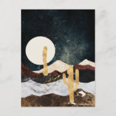 抽象芸術デザートナイトスカイとゴールデンサボテン ポストカード (正面)