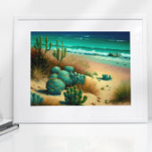 抽象芸術デザートバイザシービーチ絵画ズ ポスター