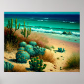 抽象芸術デザートバイザシービーチ絵画ズ ポスター (正面)