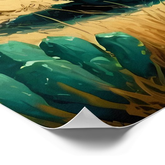 抽象芸術デザートバイザシービーチ絵画ズ ポスター (角)